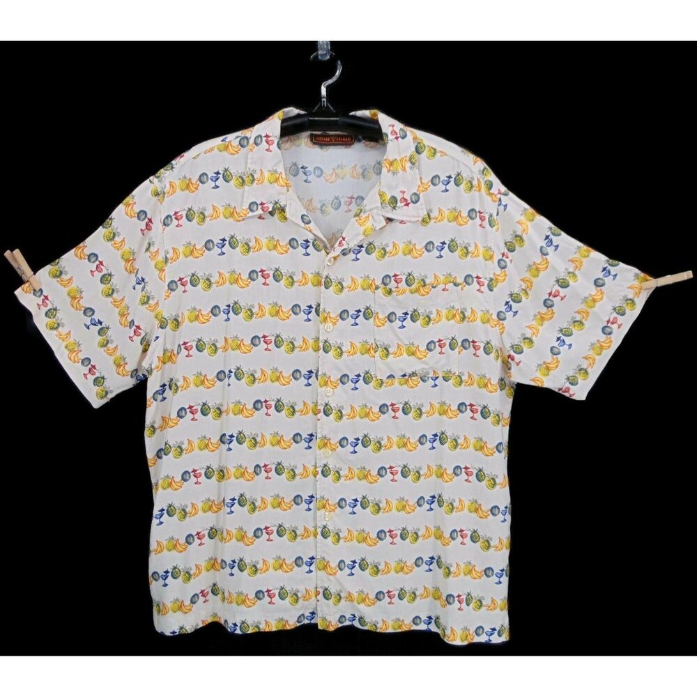 Oxford Fulham Rayon Tropical Shirt XL Vintage 90s Fruit Cocktails May Dept Store